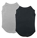 Chol&Vivi Dog Shirts Clothes, Dog Clothes T Shirt Vest Soft and Thin, 2pcs Blank Shirts Clothes Fit for Extra Small Medium Large Extra Large Size Dog Puppy, Medium Size, Black and Grey