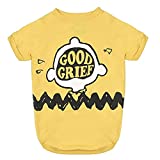 Peanuts for Pets Yellow Dog T Shirt, Size Medium - Soft Dog Shirt, Machine Washable Pull-Over Dog Tshirt, Light Weight & Semi-Stretch, Small Dog Shirt (M), FF15355