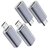 USB C to Micro USB Adapter, (4-Pack) Type C Female to Micro USB Male Convert Connector Support Charge Data Sync Compatible with Samsung Galaxy S7 S7 Edge, Nexus 5 6 and Micro USB Devices(Grey)