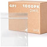 3 x 3 inches, 2Mil Clear Reclosable Zip Bags, case of 1,000 GPI Brand