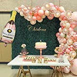 124Pcs Champagne Rose Gold Balloon Garland Arch Kit, 40 Inch Champagne Bottle Balloon and Rose Gold Confetti Pink White Balloons Garland Kit for New Year Party Decorations