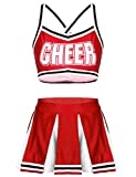 QinCiao Women Adults Sleeveless Crop Top Role Play Cheer Leader Uniform School Girl Lingerie Set Red B Small