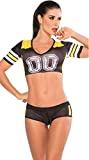 PRETTYWELL Womens Sexy Football Short Sleeve Shirt Sets Stage Uniform 8891 (Black)