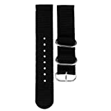 Baoblaze Sport Canvas Fabric Nylon Watch Band Strap Width 18mm 20mm 22mm - Black 18mm
