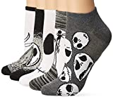 Disney Women's Nightmare Before Christmas 5 Pack No Show, Black/White Multi, Fits Sock Size 9-11 Fits Shoe Size 4-10.5