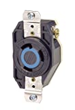 Leviton 2620 30 Amp, 250 Volt, Flush Mounting Locking Receptacle, Industrial Grade, Grounding, V-0-MAX, Black