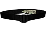 Bison Designs Crescent Money 38mm USA Made Travel Belt, Black, Medium/38-Inch