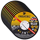 PEGATEC Cut Off Wheels 10 Pack, Quality Thin 4 1/2 x0.04x7/8 inch Cutting Disc, Metal & Stainless Steel Aggressive Cutting Wheel for Angle Grinder, General Purpose Metal Cutting (4.5inch)