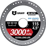 GRAFF BLACK 4 1/2 Diamond Cut Off Wheel for Metal - Cutting Wheel for Angle Grinder - 60x Longer Wheel Life - 115 mm