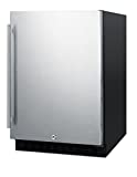 Summit AL54 ADA Height 24" Built-In Undercounter Refrigerator with Glass Shelves and Door Storage, Stainless Steel/Black