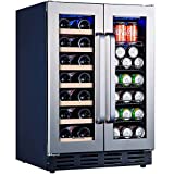 Kalamera Beverage and Wine Cooler, 24 inch Wine and Beverage Refrigerator with Seamless Steel Door | Dual Zone Wine Cooler for Built-in and Freestanding | Beer, Wine, Soda And Drink Wine Fridge