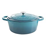 Crock-Pot Artisan Oval Enameled Cast Iron Dutch Oven, 7-Quart, Teal Ombre