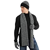 DTBG Winter Beanie Hat Scarf Gloves Set for Men Thick Knit Beanie Scarf with Touchscreen 3 Piece Set