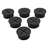 6Pcs Flexible Desk Hole Grommet - Aohcae 1 in Rubber Desk Hole Cover Cable Grommet Organize Wires Equipment for Office PC Desk Cable Cord Cover (Black)