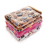 1 Pack 3 Blankets Super Soft Fluffy Premium Fleece Pet Blanket Flannel Throw for Dog Puppy Cat Paw Brown/Pink/White Large(41x31 inch)