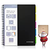 MOWEE Spiral Notebook - 5 Subject Notebook, College Ruled Notebook 3-Hole Punched With Dividers, Storage Pockets, 11" Ruler, 200 Pages, for Writing Journal, Home &Office, School Supplies, 8.1''x11.7''（Black）