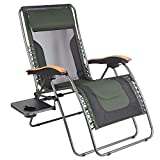 PORTAL Oversized Mesh Back Zero Gravity Reclining Patio Chairs, XL Padded Seat Folding Patio Lounge Chair with Adjustable Pillows and Cup Holder for Poolside Backyard/lawn, Support 350lbs (Dark Green)