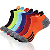 JOYNÉE Mens Ankle Athletic Sports Running Low Cut Socks for Men Cushion 6 Pairs,Colorful,Sock Size 10-13