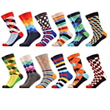 WeciBor Men's Dress Party Colorful Funny Cotton Crew Socks 12 Packs