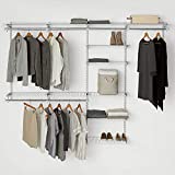 Rubbermaid Configurations Deluxe Closet Kit, White, 4-8 Ft., Wire Shelving Kit with Expandable Shelving and Telescoping Rods, Custom Closet Organization System, Easy Installation