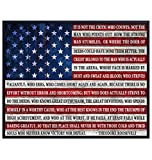 Teddy Roosevelt Man in the Arena Quote Poster Print - 8x10 Daring Greatly Wall Art Room Decor - Unique Inspirational Motivational Gift - Patriotic American Flag Plaque - Unframed