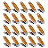 Partsam 20Pcs 6.2 Inch Amber LED Trailer Marker Lights Clearance Lamps 12 Diodes Front Bumper Bar Lights Truck ATV SUV Coach Led Lights Surface Mount Waterproof 12V DC