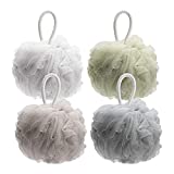 AmazerBath Shower Bath Sponge 75g Shower Loofahs Balls for Body Wash Men Women Bathroom-4 Pack (Neutral Colors)
