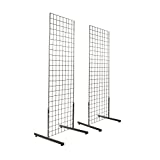 Only Hangers 2' x 6' Gridwall Panel Tower with T-Base Floorstanding Display Kit, 2-Pack Black …