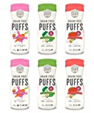 Serenity Kids Grain Free Puffs Variety Pack with Carrot & Beet, Broccoli & Spinach, and Tomato & Mushroom Puffs, 1.5 Ounce Container (6 Pack)