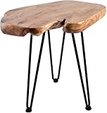 Natural Edge Side Table,Hurricom Live Edge End Table with 3 Hairpin Legs,Wood Side Table Nightstand Plant Stand for Bedroom and Living Room, 20 inch Tall