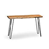 Alaterre Furniture Hairpin Natural Wood with Metal 48" Media Console Table, Live Edge