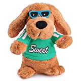Green Musical Dancing Singing Electronic Dog Plush Stuffed Animal Interactive Puppy Pet Toy Animated Pet , Rock Body, Singing 6 Songs Plush Dog Toys for Boys Kids Toddlers Baby Toy