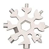 ijoltz 18-in-1 Snowflake Multi Tool Wrench | Stainless Steel Multitool | Smart Handy Multipurpose Screwdriver | Good Christmas Gifts Idea for Guys/Men (Silver)