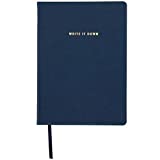 C.R. Gibson Large Navy Blue Leather Journal Notebook, 7.5'' W x 10.25'' L, 192 Pages