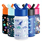 Simple Modern 10oz Summit Kids Water Bottle Thermos with Straw Lid - Dishwasher Safe Vacuum Insulated Double Wall Tumbler Travel Cup 18/8 Stainless Steel -Dinosaur Roar