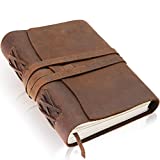 Scriveiner Premium Handmade Leather Journal – 7x5 Inch Unlined Leather Bound Daily Writing Notebooks & Journals to Write in for Men & Women, Cotton Paper Antique Travel Diary