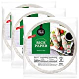 Best of Thailand Rice Paper Spring Roll Wrappers | Perfect Round Rice Paper Wraps for Fresh Spring Rolls & Dumplings | Non-GMO, Gluten-Free, Vegan & Paleo | Kosher for Passover Kitniyot | 22cm 3 Pack