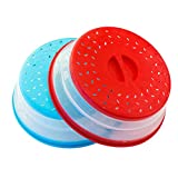 2Packs collapsiable Microwave cover (Red+Blue) BPA free Microwave Splatter Guard Colander Strainer for Fruit Vegetables