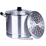 ARC 32 Quart Aluminum Tamale Steamer Pot, Crab Pot Stock Pot with Steamer tube for Seafood Crawfish Crab Vegetable with Bakelite handle, Silver