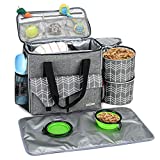 BABEYER Dog Travel Bag with Multi-Function Pockets with Food Container Bag and Collapsible Bowl Included, Perfect for Dogs on The Go