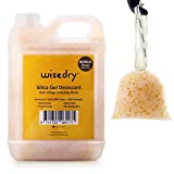 wisedry [ 5 LBS Silica Gel Beads Reusable Color Indicating Rechargeable Desiccant Bulk with 10 Pcs Organza Drawstring Bags
