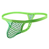 Andongnywell Men's Fishnet Micro G-String Bikini Thongs Underwear Mesh Low Rise Panties Underpants Knickers (Green,Medium)