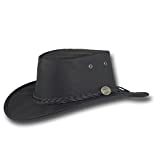 Barmah Hats Sundowner Kangaroo Leather Hat 1019BL / 1019BR / 1019SA - Black - Large