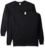 Gildan Men's Heavy Cotton Long Sleeve T-Shirt, Style G5400, 2-Pack, Black, Large