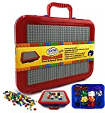 Matty's Toy Stop Brik-Kase 2-GO 13" Travel, Building, Storage & Organizer Container Case with Building Plate Lid (Holds Approx 1,500pcs) - Compatible with All Major Brands (Blue, Red & Gray)