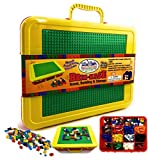 Matty's Toy Stop Brik-Kase 2.0 Travel, Building, Storage & Organizer Container Case with Building Plate Lid (Holds Approx 2000pcs) - Compatible With All Major Brands (Red, Green & Yellow) New Improved