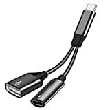USB C OTG Adapter with Power, USB C to USB Female with 60W PD Charging OTG Adapter for Samsung S21/S20/S20+/Note 10+, iPad Pro, Google Chromecast with Google TV, Android LG V40 30, Dell XPS-Black