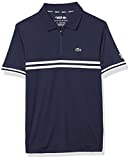 Lacoste Boy's Sport Novak Djokovic Zip Placket Polo Shirt, Navy Blue/White, 8YR