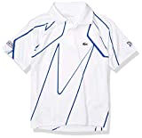 Lacoste Little Boys Sport Novak Djokovic All Over Print Jersey Polo Shirt, White/Royal Blue, 4YR