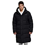 TIGER FORCE Winter Active Coat Long Puffy Jacket for Men Hoodie Thickened Padded Outerwear Snowjacket Extremely Cold